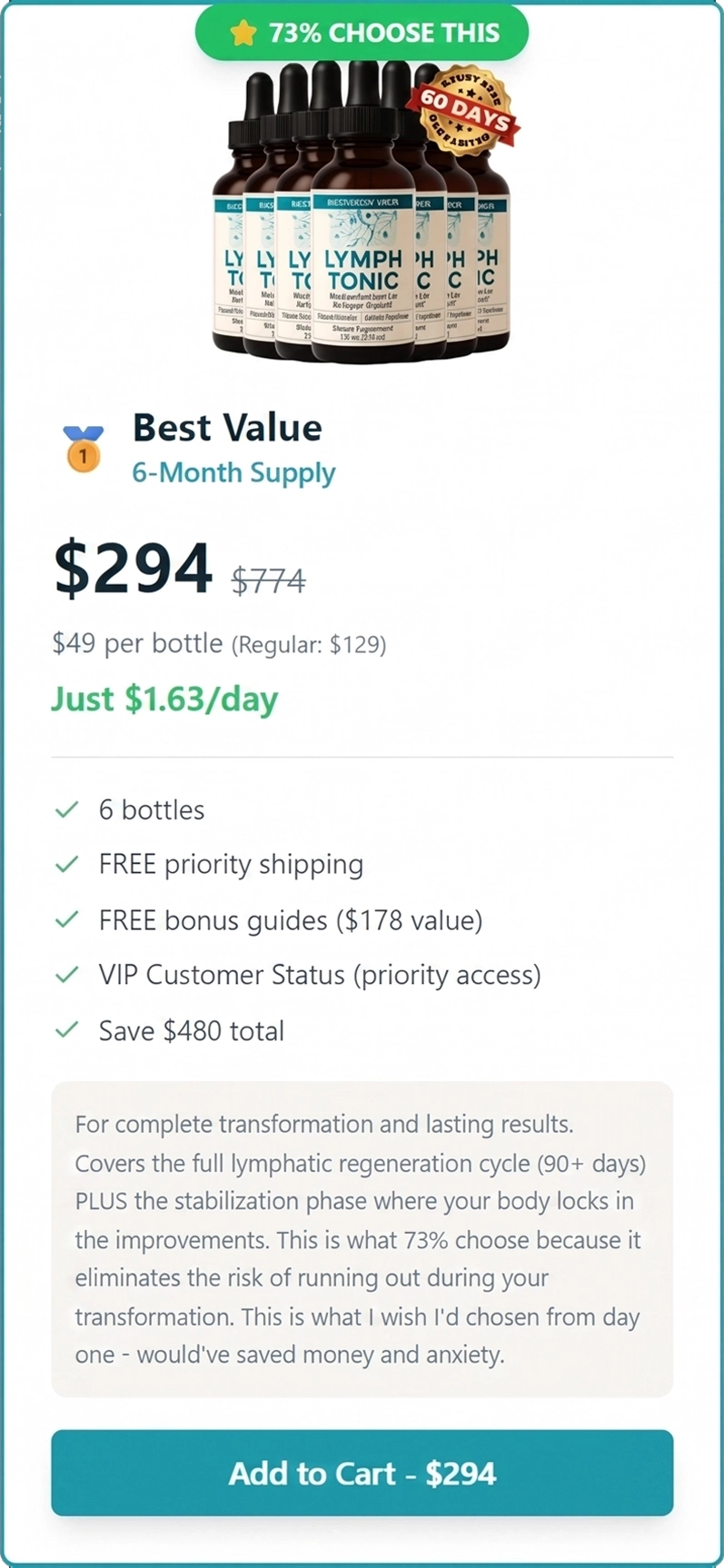 Lymph Tonic 6 Bottles Best Value Package